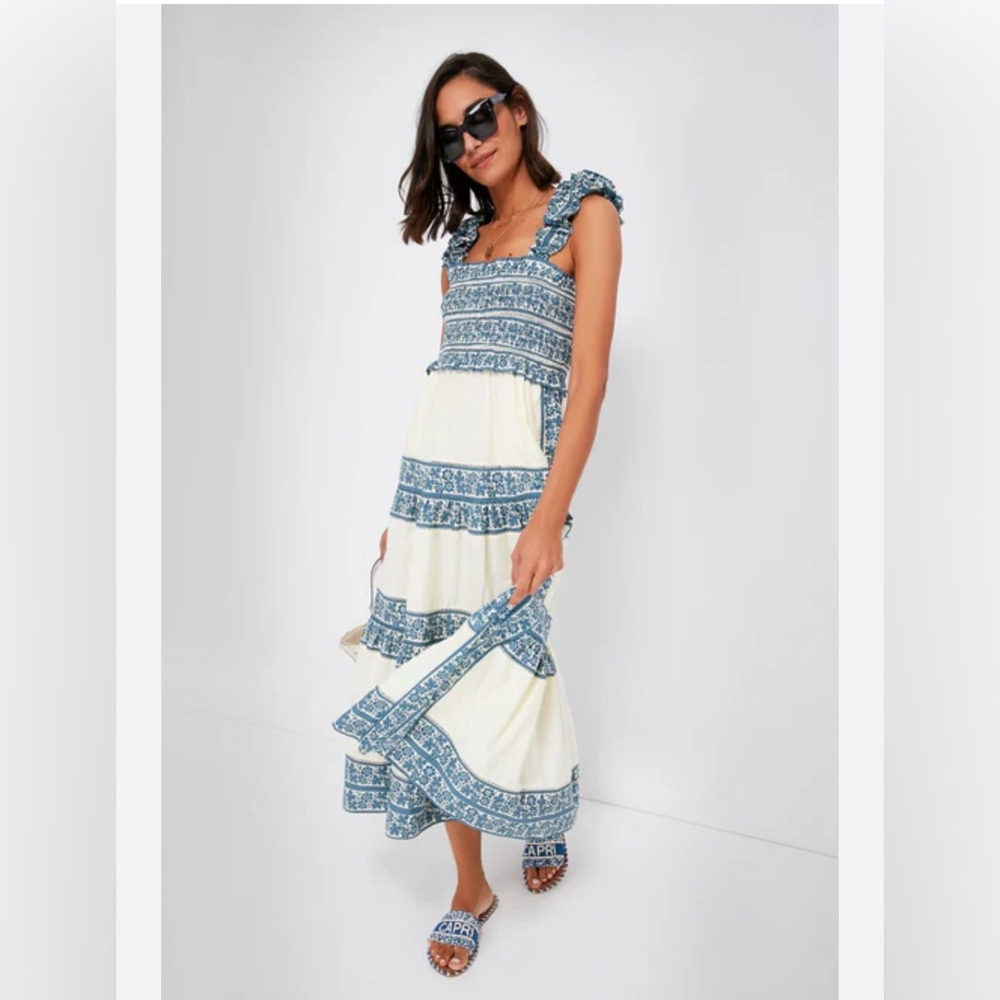 Sea New York Blue and Cream Maxi Dress
